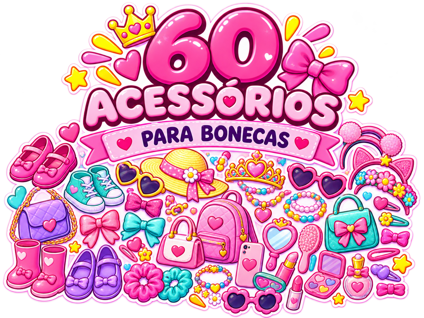 60 acessórios para bonecas